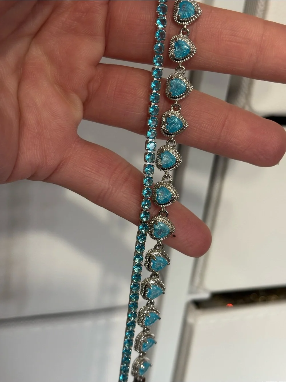 Blue Heart and Tennis Bracelet Set - Women's Silver-Tone Jewelry